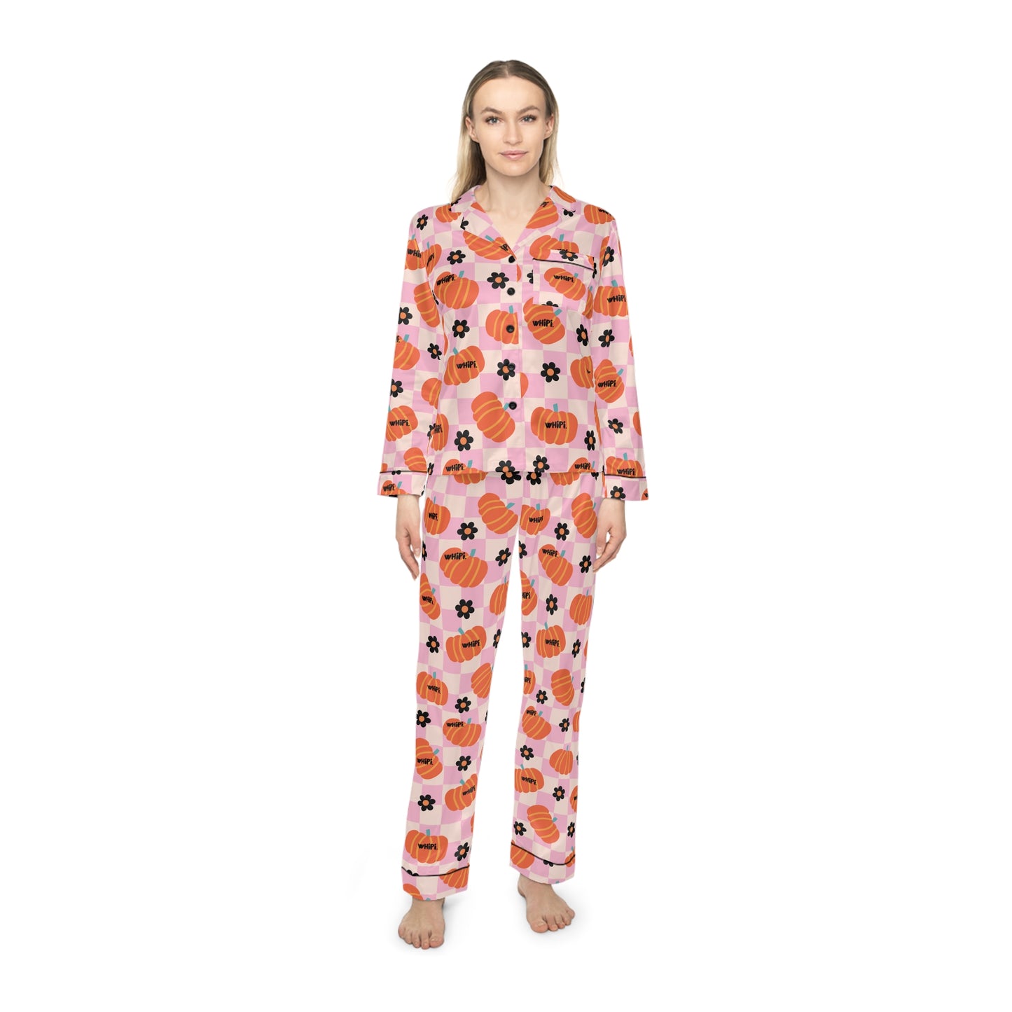 Checkered Pumpkins Satin Jammies