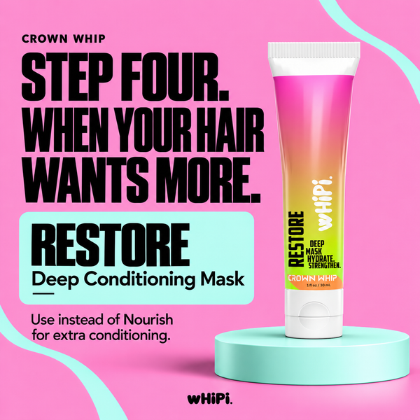 Restore deep conditioning mask presented as Step Four, used instead of Nourish for extra conditioning.
