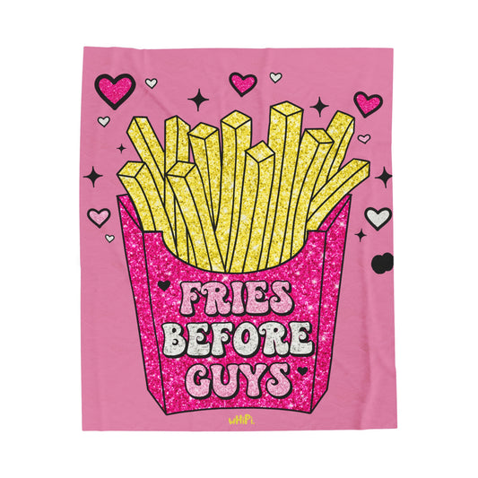Fries Before Guys Glitter Plush Blanket