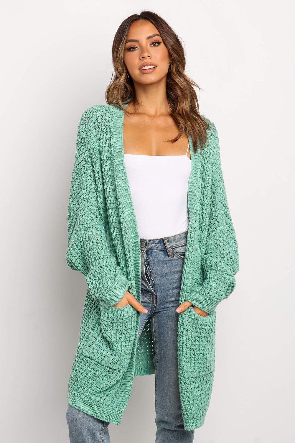 Extended Line Knit Cardi with Pockets