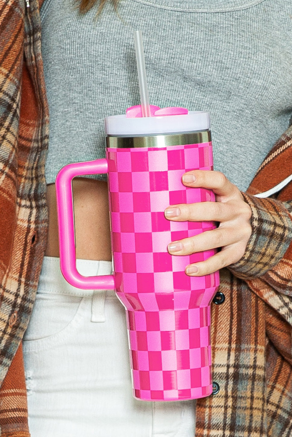Checkered Stainless Steel Tumbler Cup 40oz