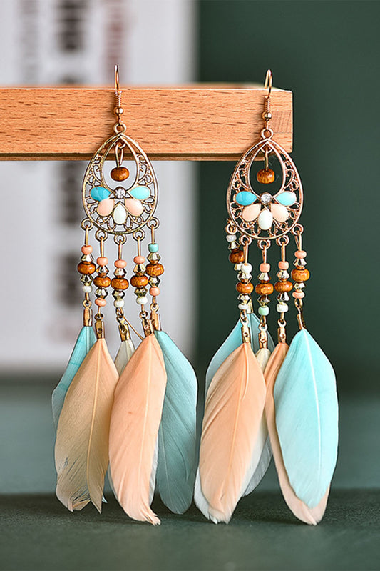Multicolor Feather Tassel Earrings