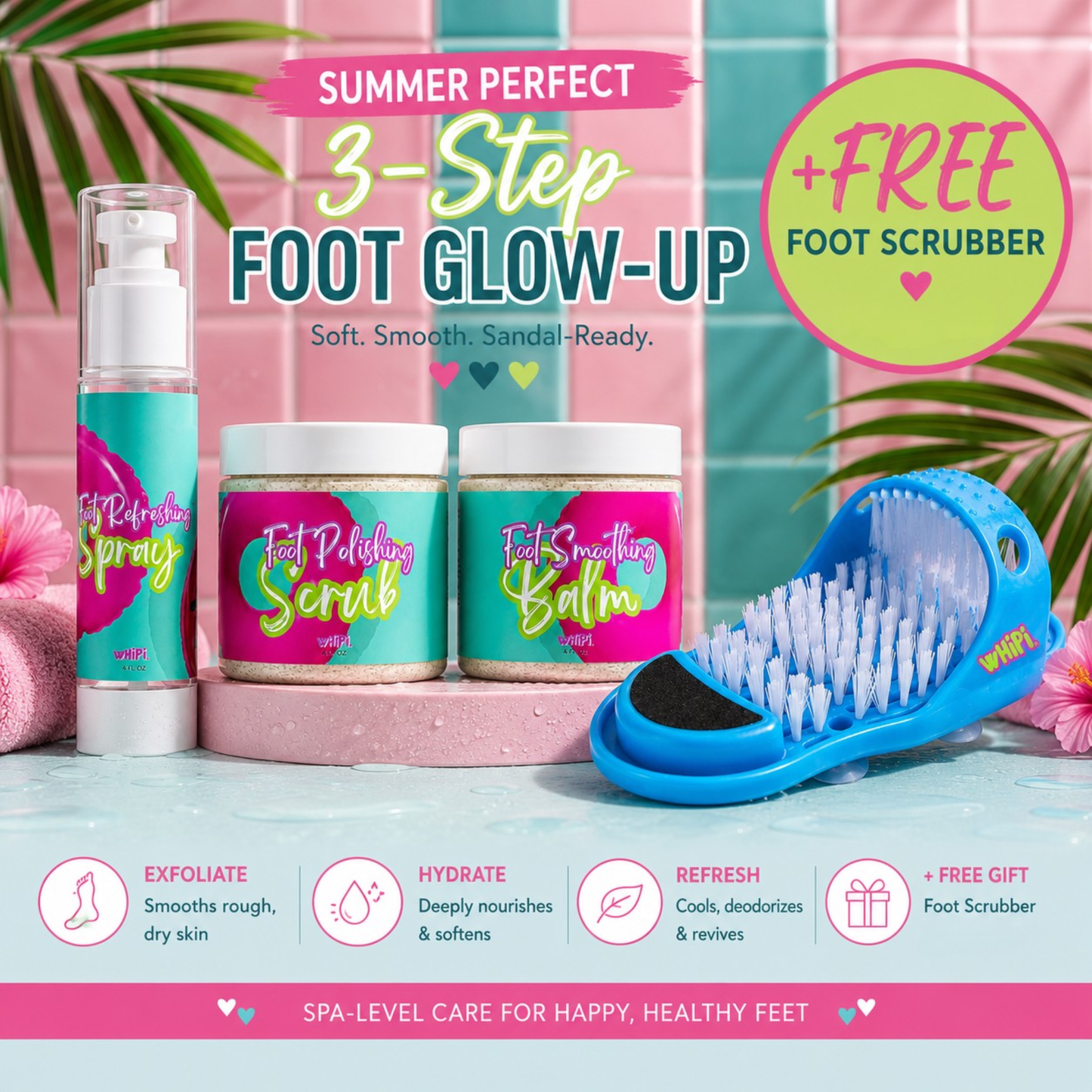 Summer Perfect Pedi Bundle + Free Shower Foot Scrubber