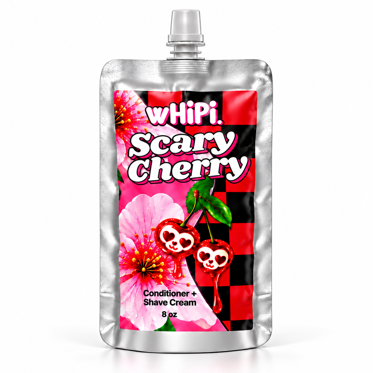 Scary Cherry Conditioner + Shave Cream, source-correct packaging on white