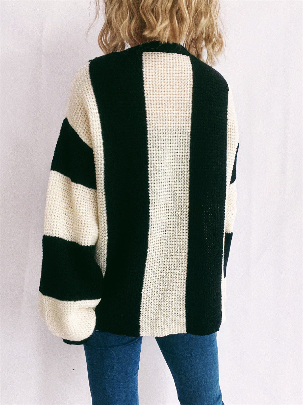 Knitting Pattern Oversized Colour Block Cardigan Black Other
