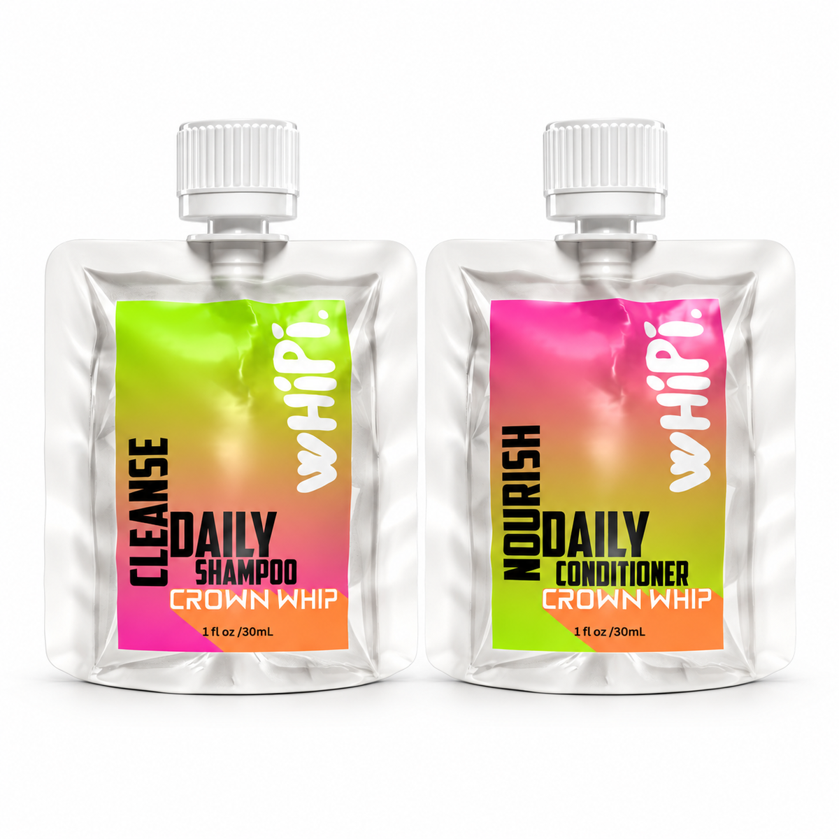 Crown Whip Duo- 1 oz Pouches, complete contents on a white background.