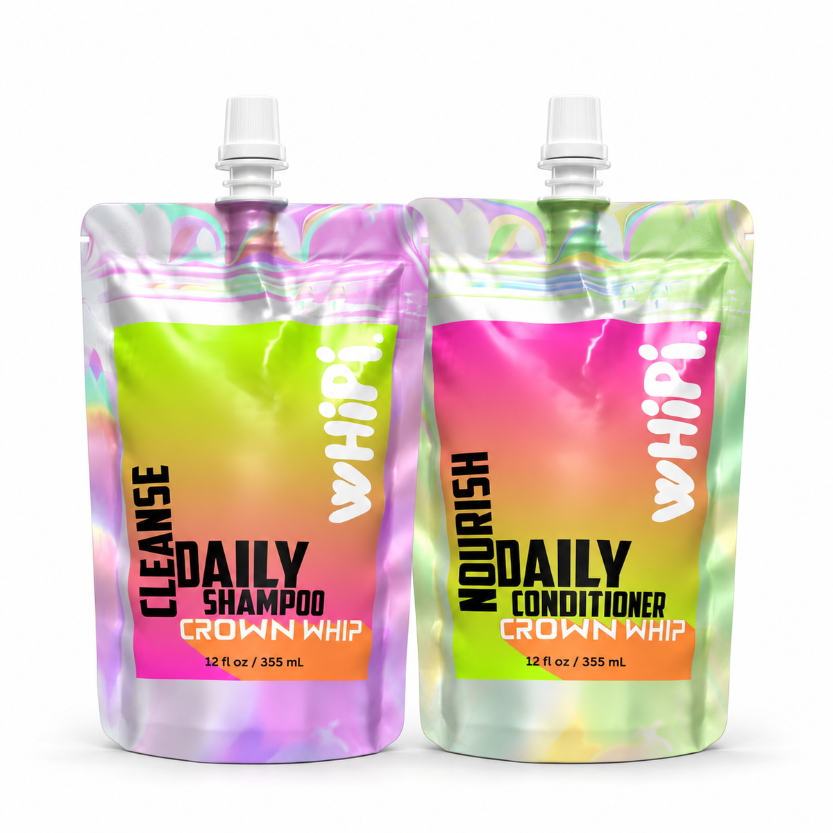 Crown Whip Duo- 12 oz Bags, complete contents on a white background.