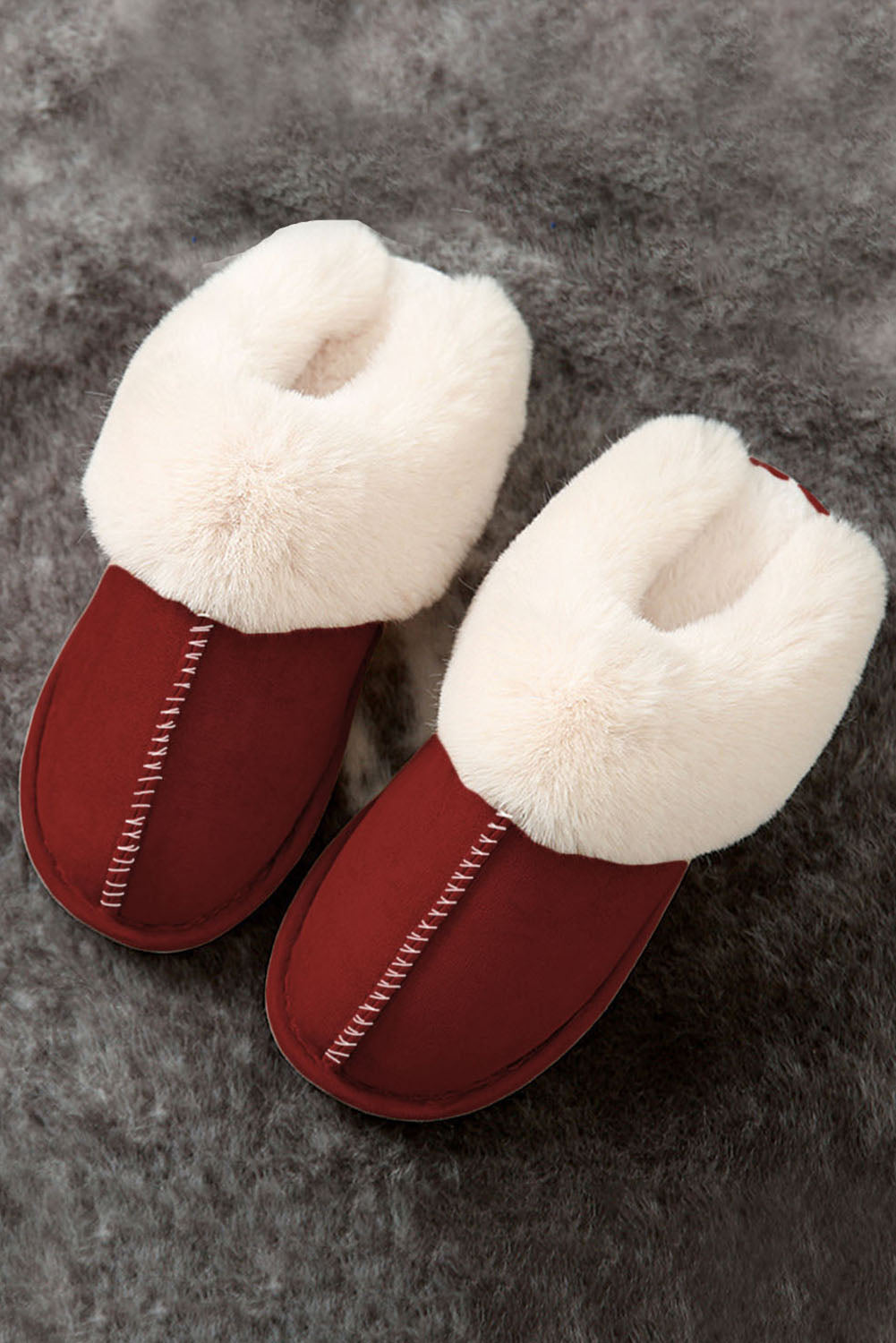 Khaki Cut and Sew Faux Suede Plush Lined Slippers