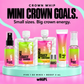 Mini Crown Goals: five 1 oz minis and a 2 mL Boost sample in their mini packaging.