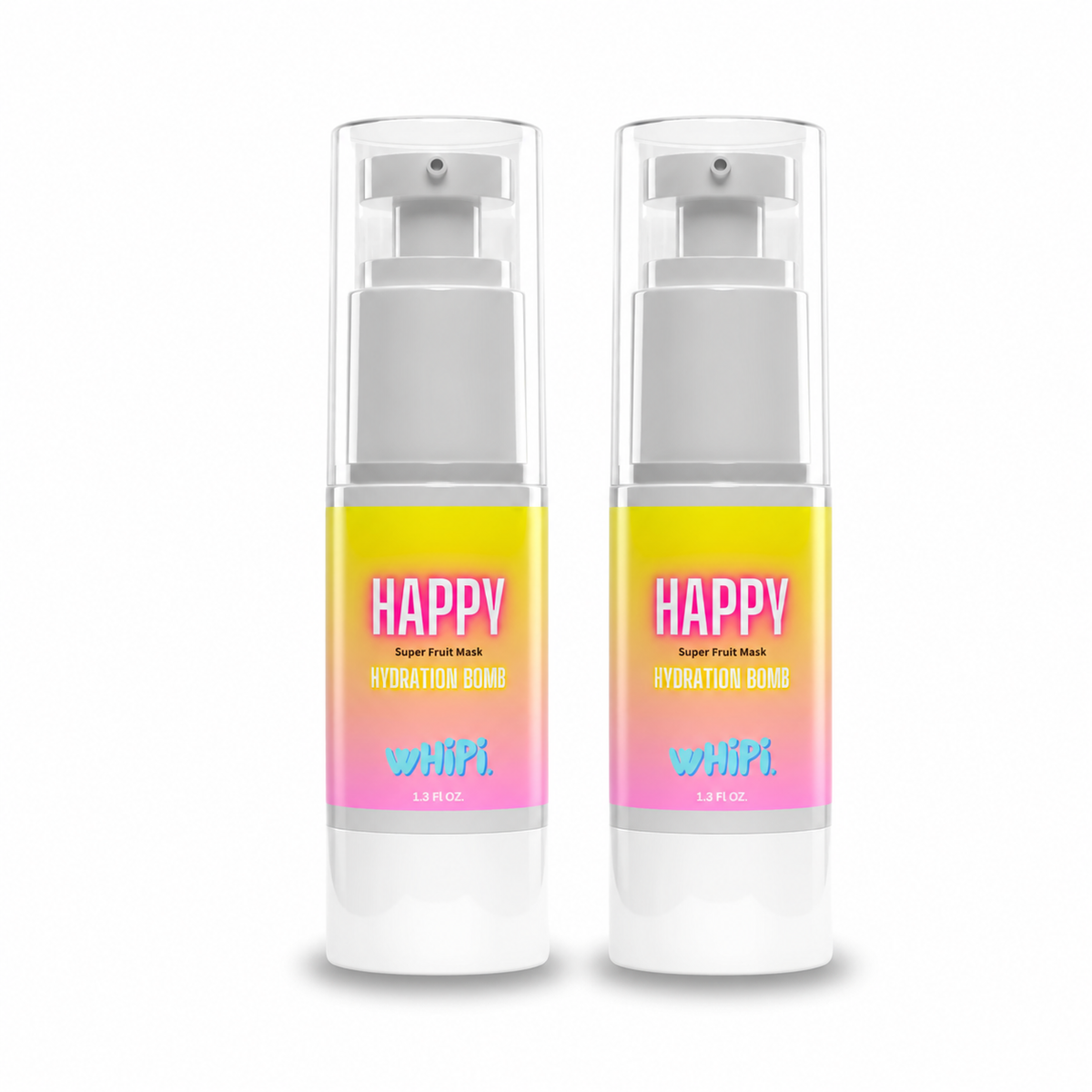 Boho Glow BOGO: two Happy Hydration Bomb mask bottles on white.