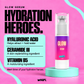 GLOW Serum ingredient highlights: hyaluronic acid, Ceramide III and vitamin B5, alongside the 1 oz serum bottle.