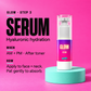 GLOW Serum, Step 3: hyaluronic hydration. Use morning and evening after toner; apply to face and neck, then pat gently.