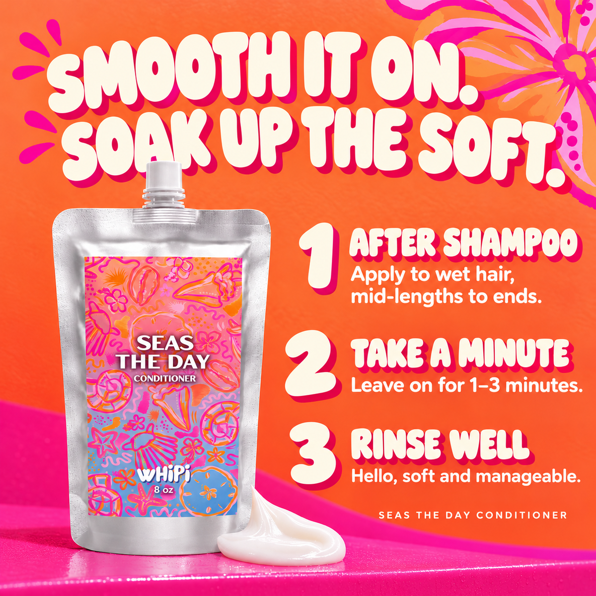 How to use Seas the Day Conditioner: apply after shampoo to wet mid-lengths and ends, leave on 1–3 minutes, then rinse well.