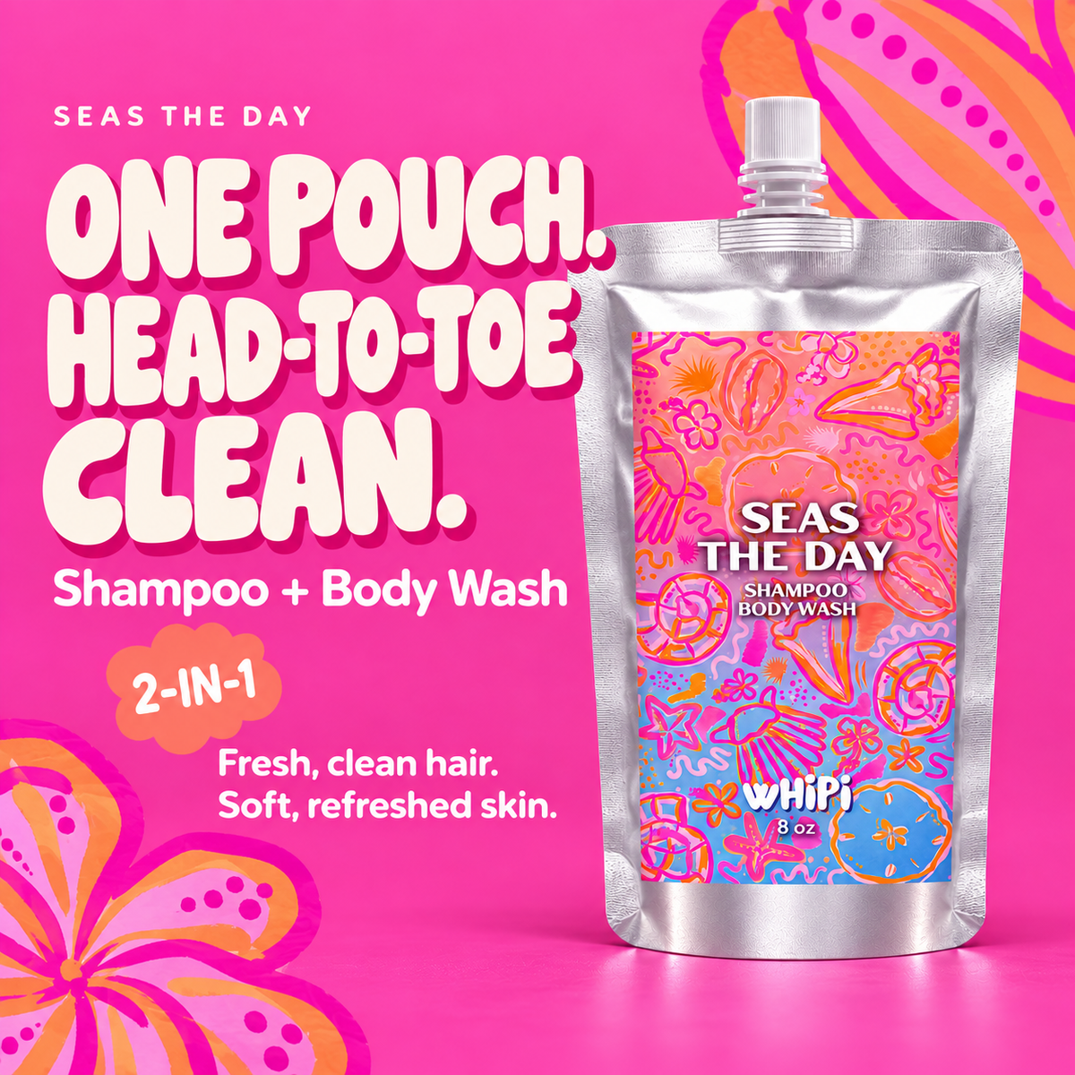 Seas the Day Shampoo + Body Wash 8 oz — 2-in-1 cleanser for fresh hair and soft, refreshed skin.
