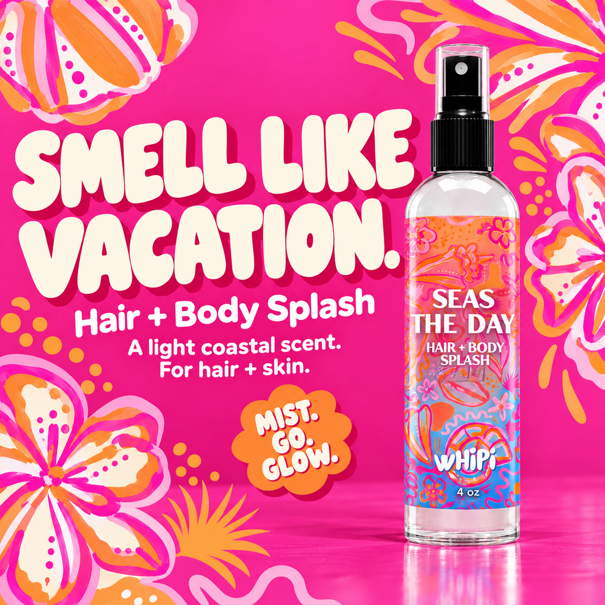 Seas The Day Hair + Body Splash — a light coastal scent for hair and skin.