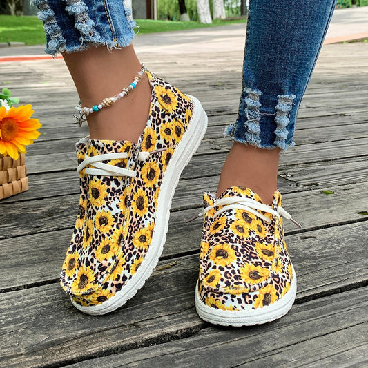 Sunflower Round Toe Flat Sneakers