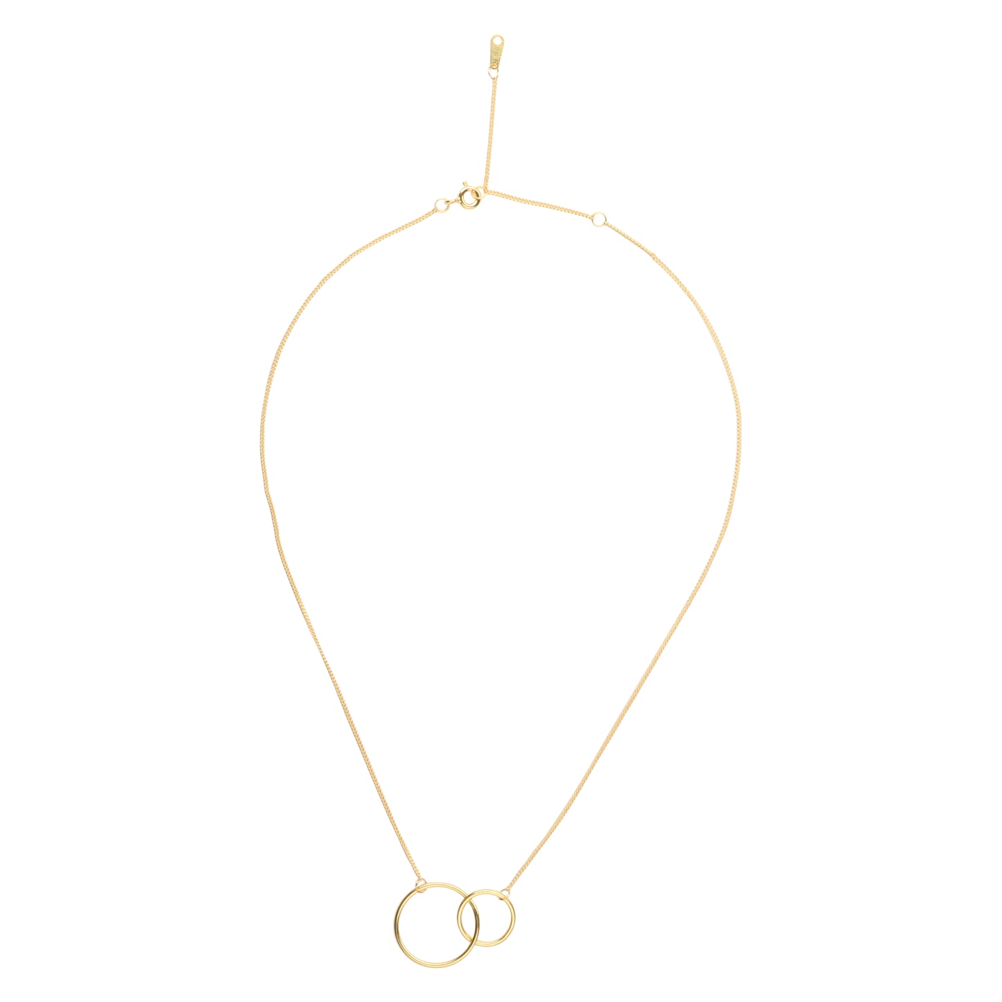 Gold Two Circle Best Friend Interlocking Pendant Necklace