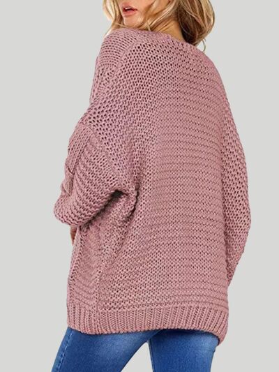 Open Front Cable-Knit Cardigan