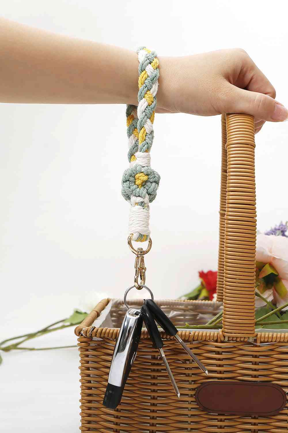 Floral Braided Wristlet Keychain