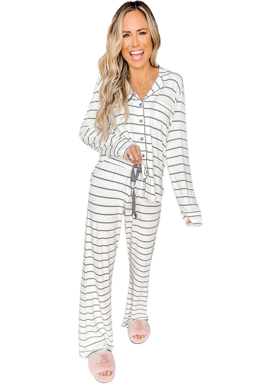 Leopard Print Long Sleeve and Pants Pajamas Set