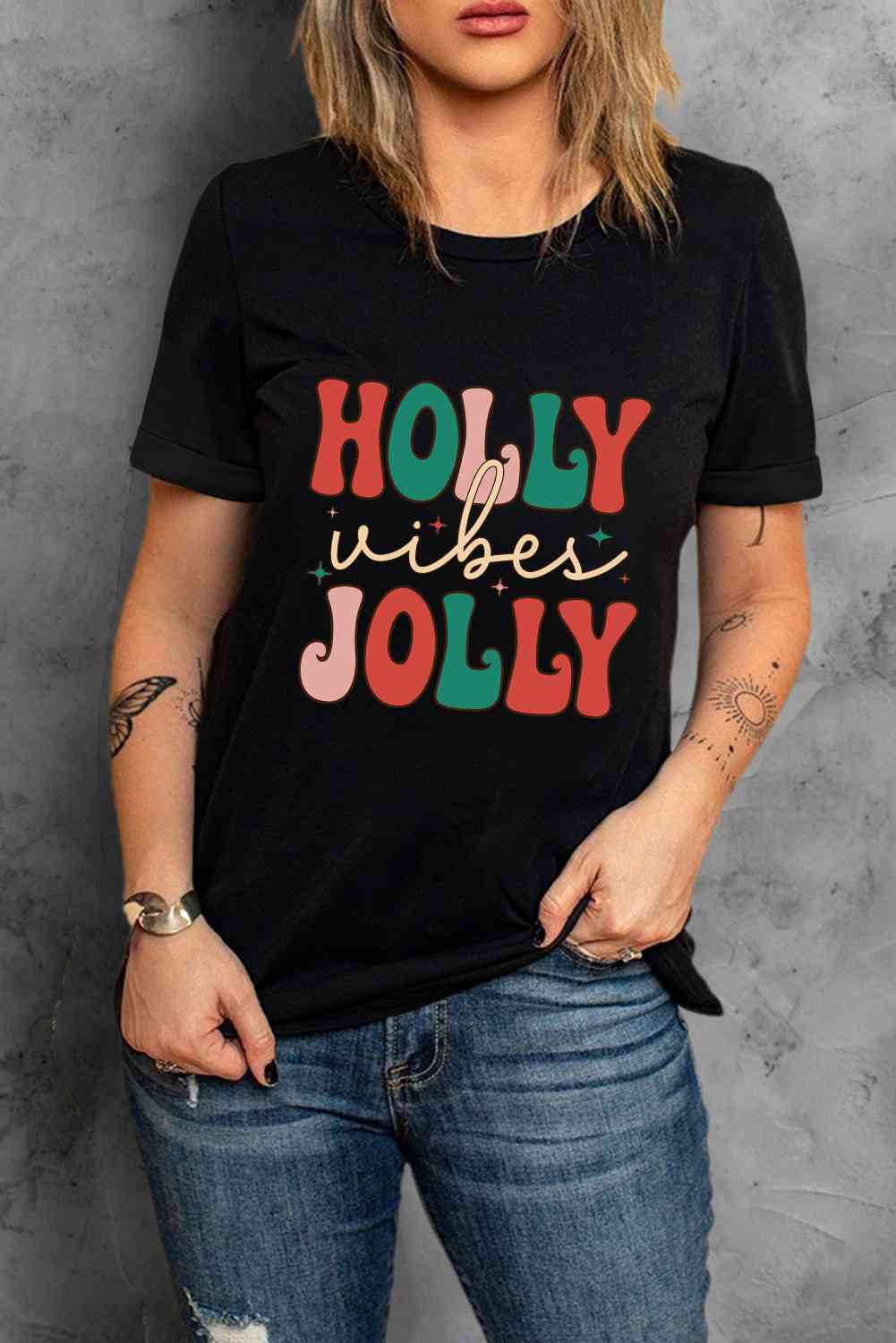 HOLLY JOLLY Graphic Short Sleeve T-Shirt