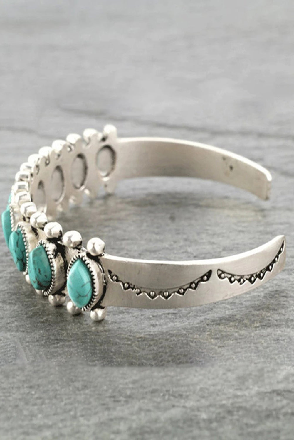 Boho Turquoise Gem Beaded Open Bracelet