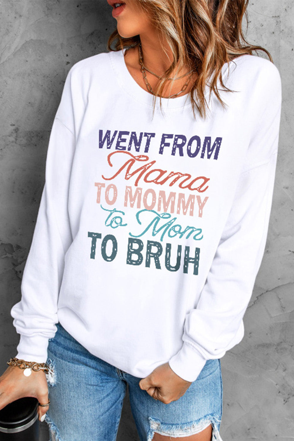 Funny Saying Letters Print Long Sleeve Sweatshirt